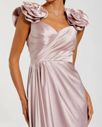 A-Line 3D Flower Straps Sleeveless Zipper Up Floor-Length Prom Dress