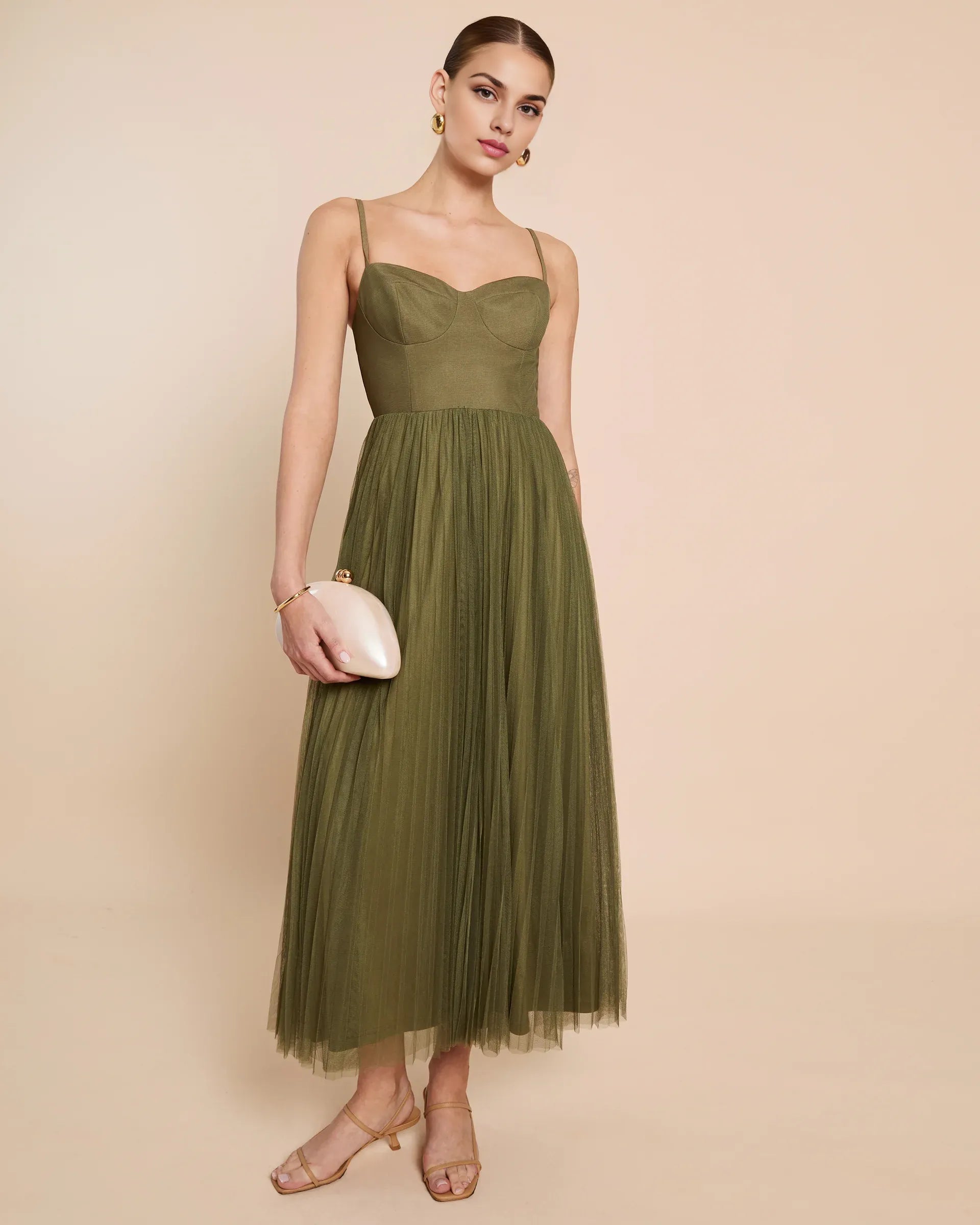 Dress Elegant A-Line Ankle-Length Sleeveless Party Dresses Sweetheart Neck Pleated Open Back Evening Dress