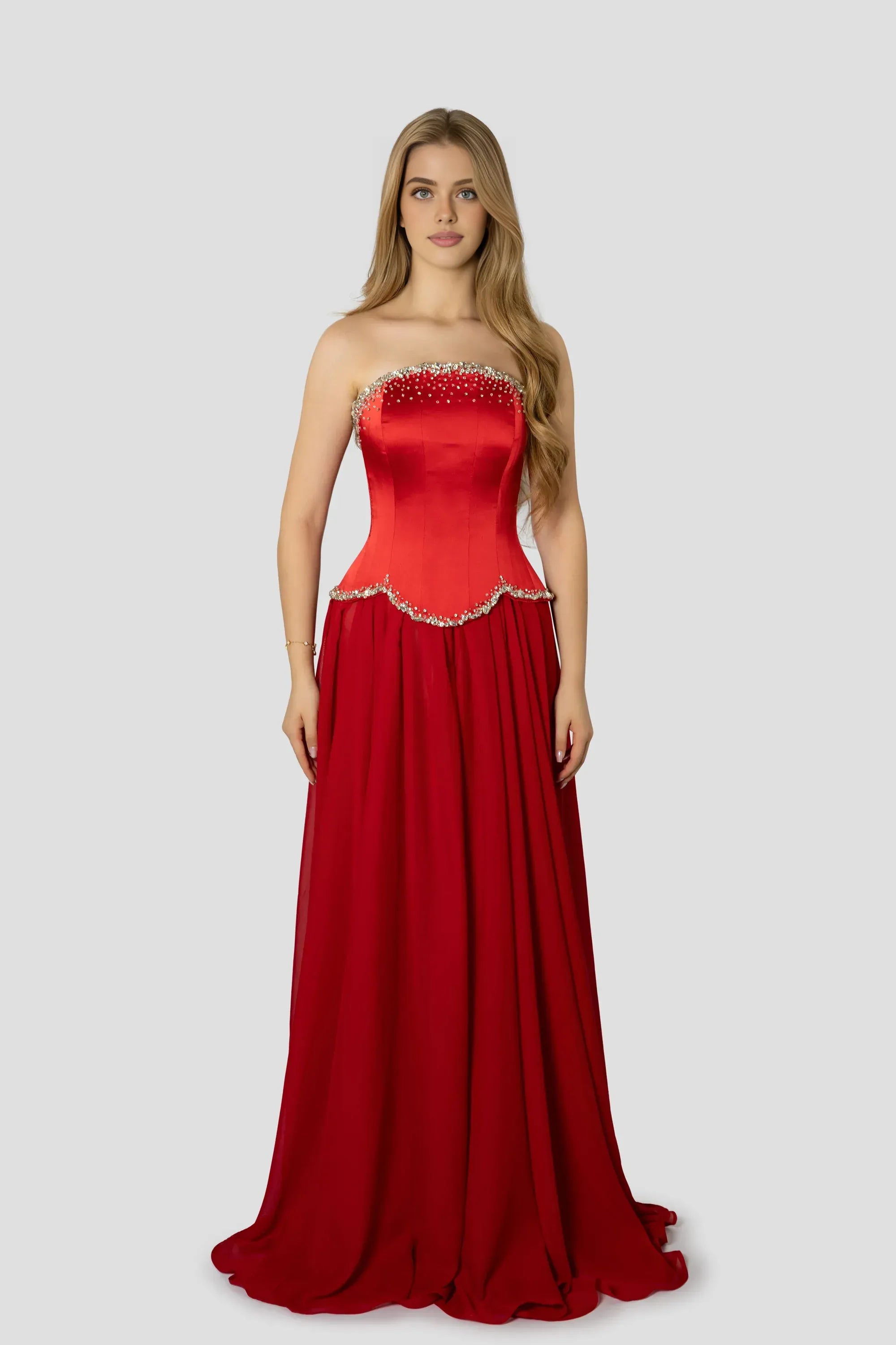 A-Line Corset Sleeveless Floor-Length Prom Dress