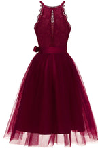 Navy Blue Halter Neck Lace Tulle Homecoming Dress With Satin Bow Elegant A Line For Teens And Young Women