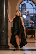 A-Line Halter Neck Sleeveless Backless Floor-Length Plus Size Prom Dress