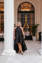 A-Line Halter Neck Sleeveless Backless Floor-Length Plus Size Prom Dress