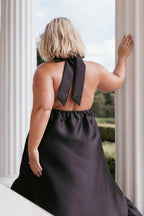 A-Line Halter Neck Sleeveless Backless Floor-Length Plus Size Prom Dress