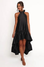 A-Line Halter Neck Sleeveless Backless Floor-Length Prom Dress