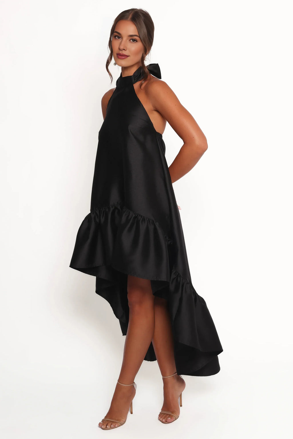 A-Line Halter Neck Sleeveless Backless Floor-Length Prom Dress