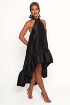 A-Line Halter Neck Sleeveless Backless Floor-Length Prom Dress