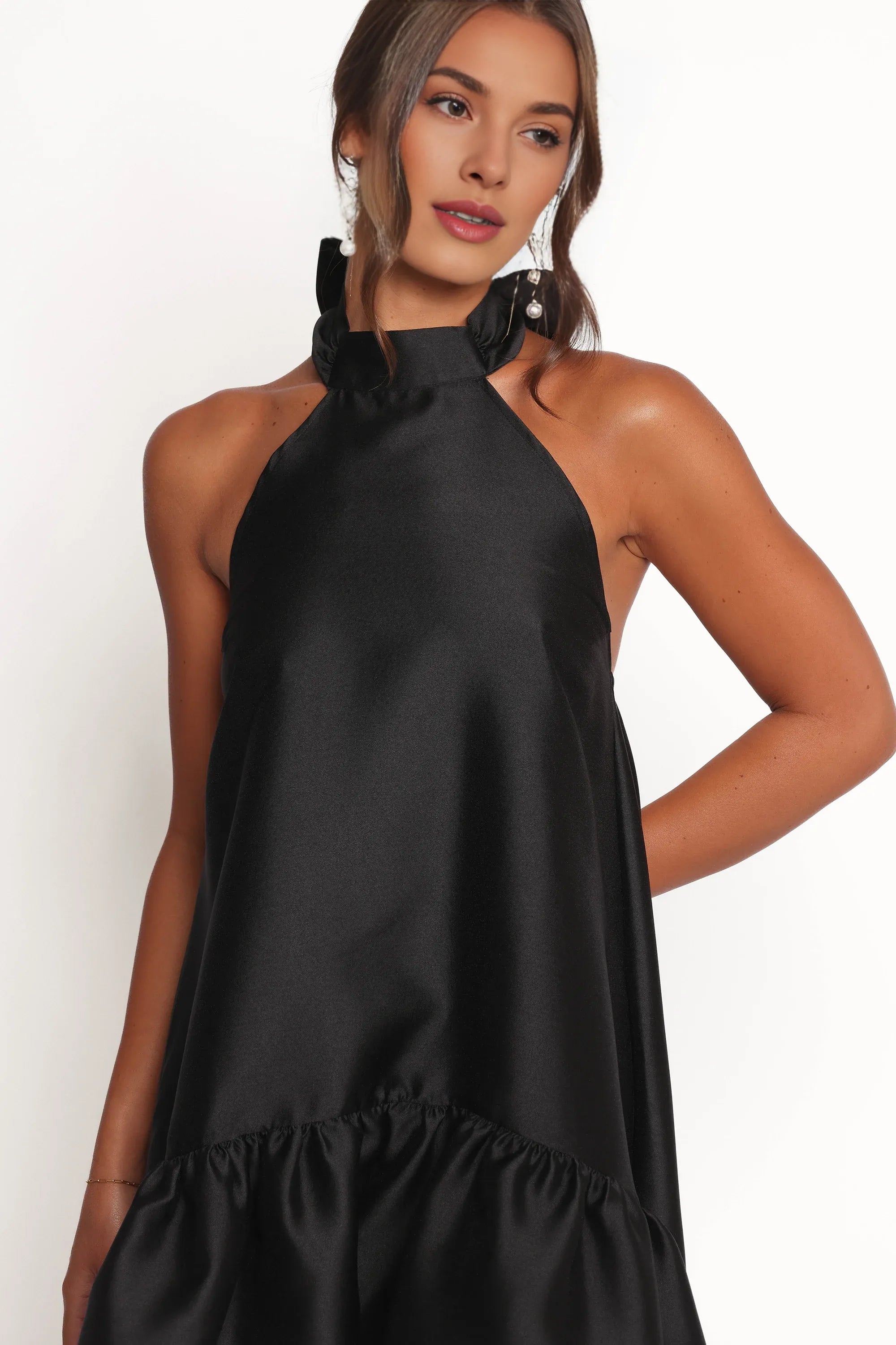 A-Line Halter Neck Sleeveless Backless Floor-Length Prom Dress
