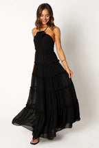 A-Line Halter Neck Sleeveless Backless Floor-Length Prom Dress