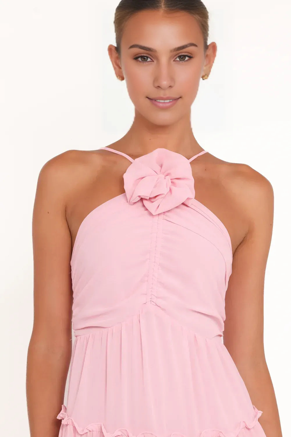A-Line Halter Neck Sleeveless Backless Floor-Length Prom Dress