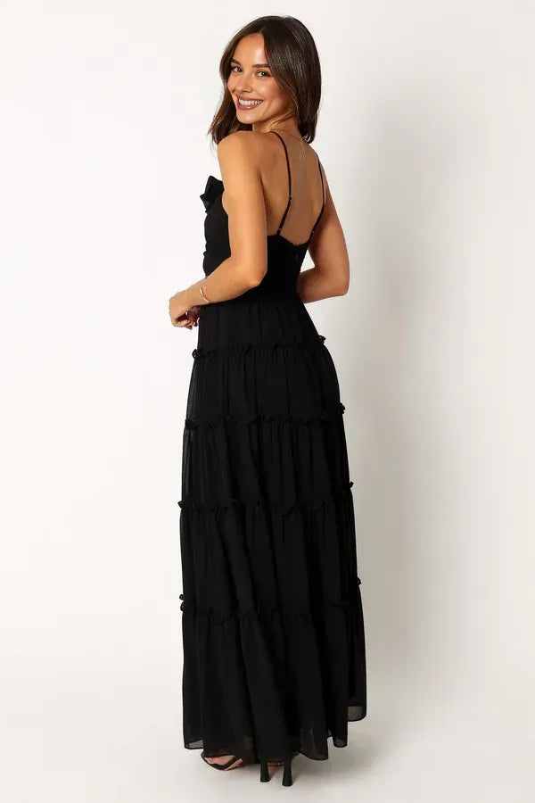 A-Line Halter Neck Sleeveless Backless Floor-Length Prom Dress