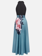A-Line Halter Sleeveless Zipper Up Floor-Length Evening Dress