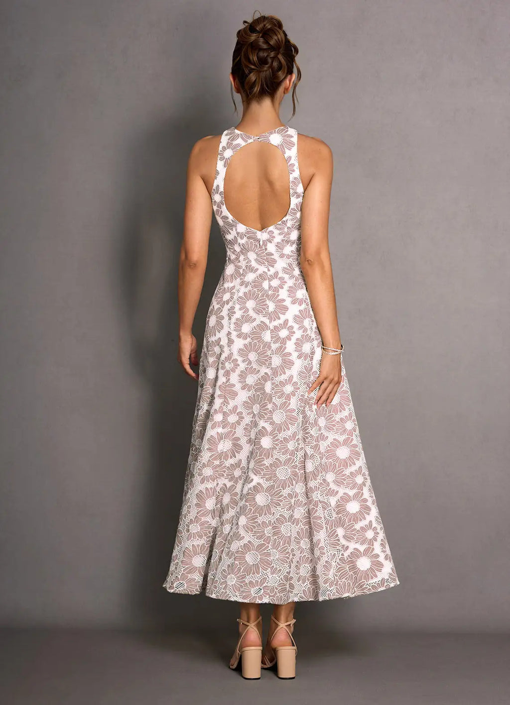 A-Line High Neck Sleeveless Backless Ankle-Length Evening Dress
