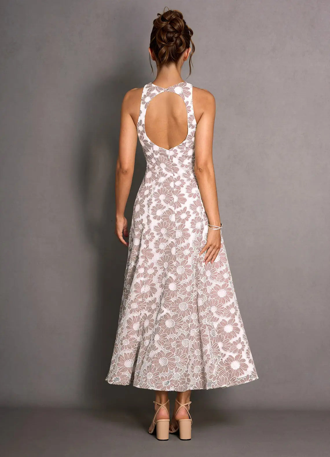 A-Line High Neck Sleeveless Backless Ankle-Length Evening Dress