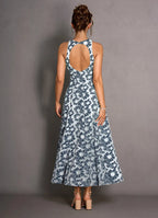 A-Line High Neck Sleeveless Backless Ankle-Length Evening Dress