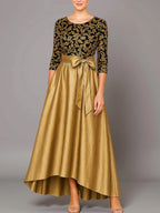 A-Line Long Sleeve Crew Neck Sequins Asymmetrical-Length Mother Of The Bride Dress