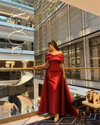 A-Line Off-The-Shoulder Sleeveless Pleated Sweep Train Prom Dress