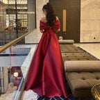 A-Line Off-The-Shoulder Sleeveless Pleated Sweep Train Prom Dress