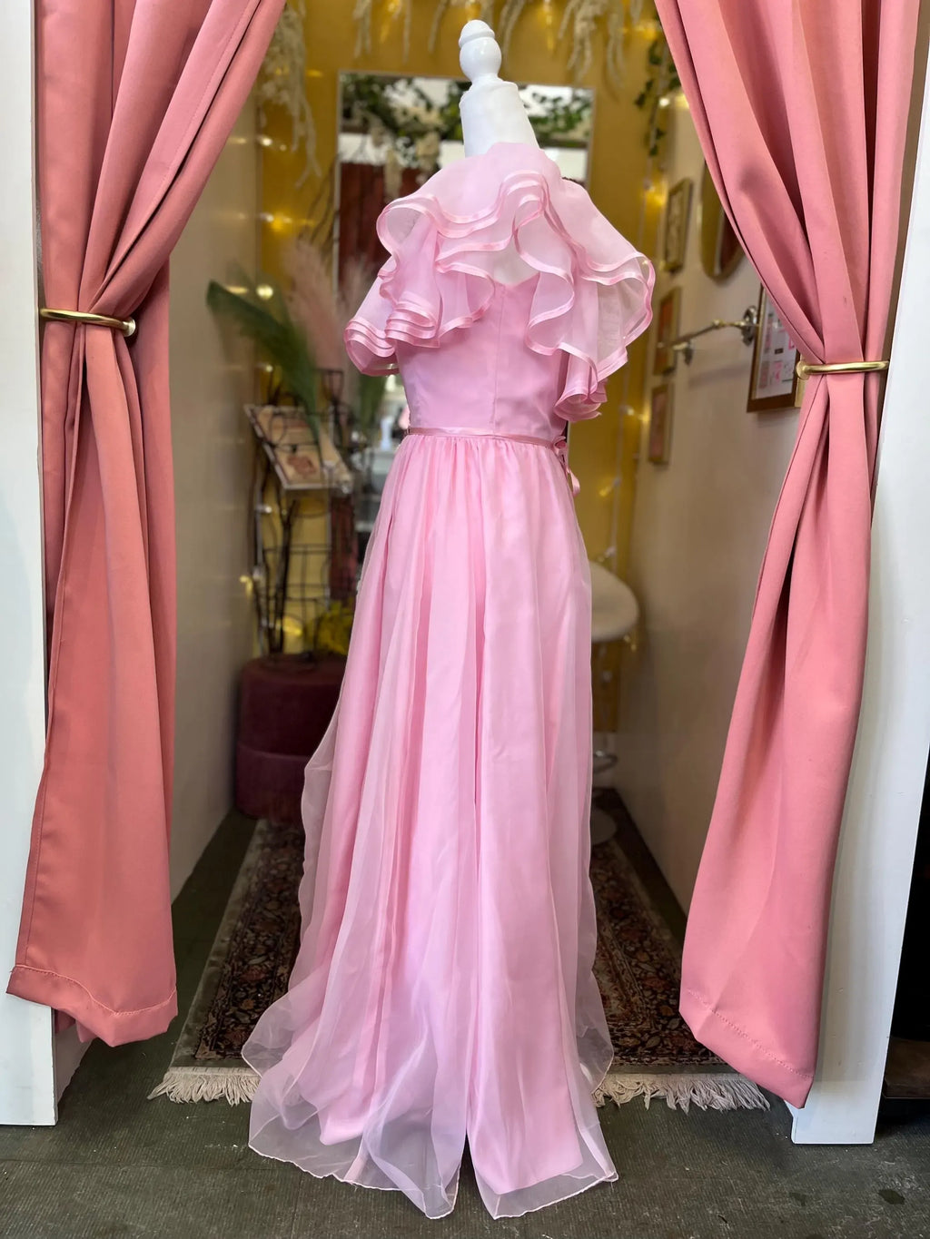 Prom Dress For Teens Elegant A Line Off The Shoulder Pink Tulle Bow Back Floor Length