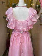 Prom Dress For Teens Elegant A Line Off The Shoulder Pink Tulle Bow Back Floor Length