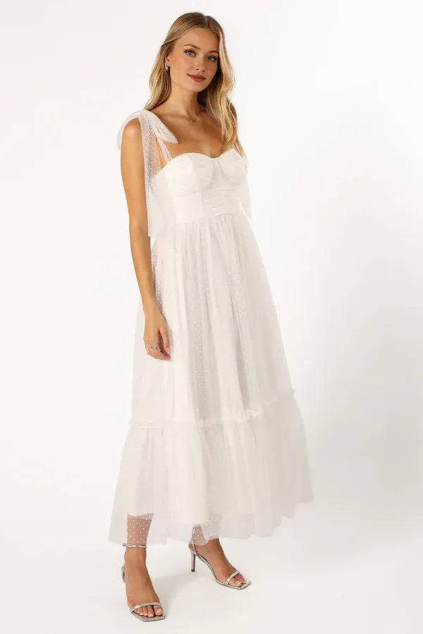 A-Line Off Shoulder Sleeveless Back Zip Ankle-Length Prom Dress