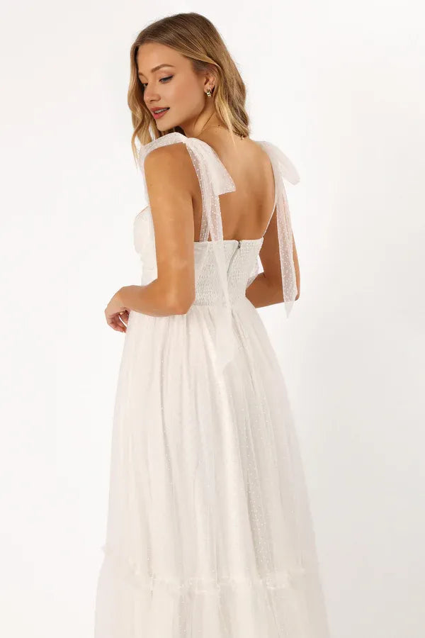 A-Line Off Shoulder Sleeveless Back Zip Ankle-Length Prom Dress
