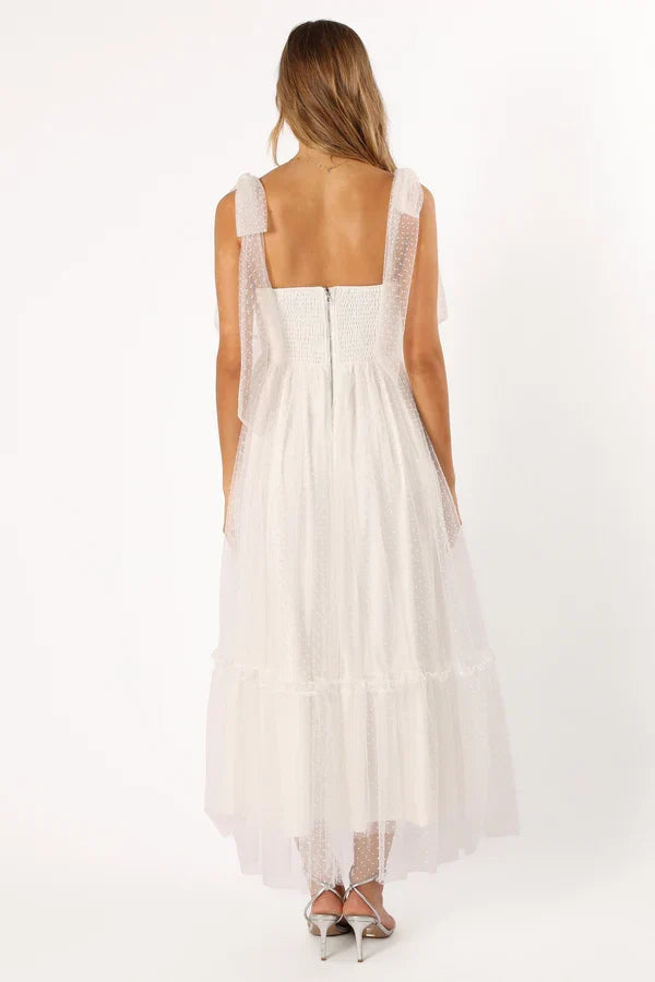 A-Line Off Shoulder Sleeveless Back Zip Ankle-Length Prom Dress