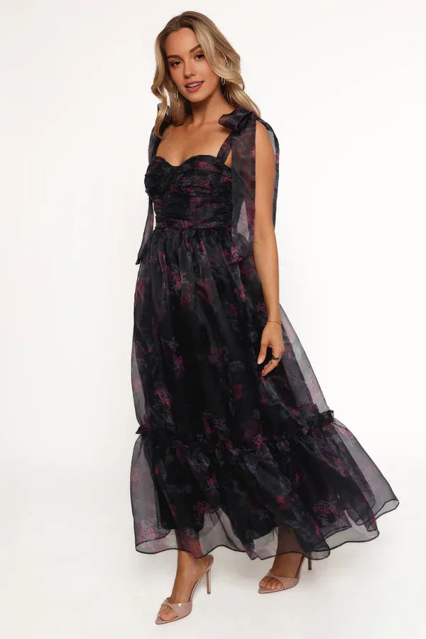 A-Line Off Shoulder Sleeveless Ankle-Length Prom Dress