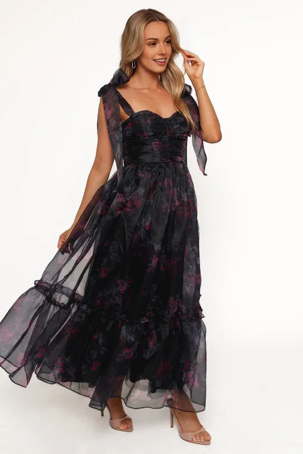 A-Line Off Shoulder Sleeveless Ankle-Length Prom Dress