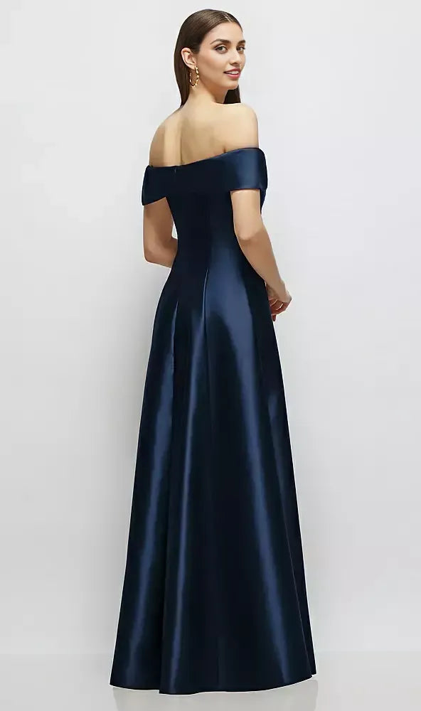 A-Line Off the Shoulder Cap Sleeve Backless Floor-Length Mother of the Bride Dress