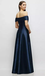 A-Line Off the Shoulder Cap Sleeve Backless Floor-Length Mother of the Bride Dress
