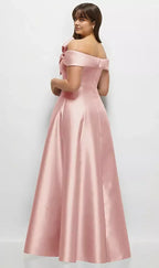 A-Line Off the Shoulder Cap Sleeve Backless Floor-Length Mother of the Bride Dress