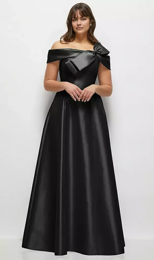 A-Line Off the Shoulder Cap Sleeve Backless Floor-Length Mother of the Bride Dress