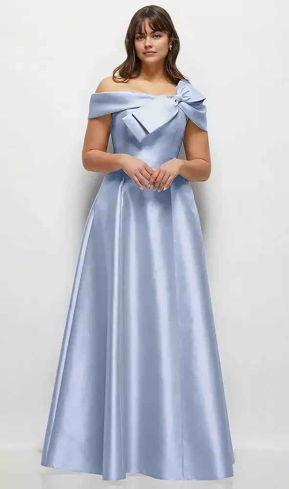A-Line Off the Shoulder Cap Sleeve Backless Floor-Length Mother of the Bride Dress