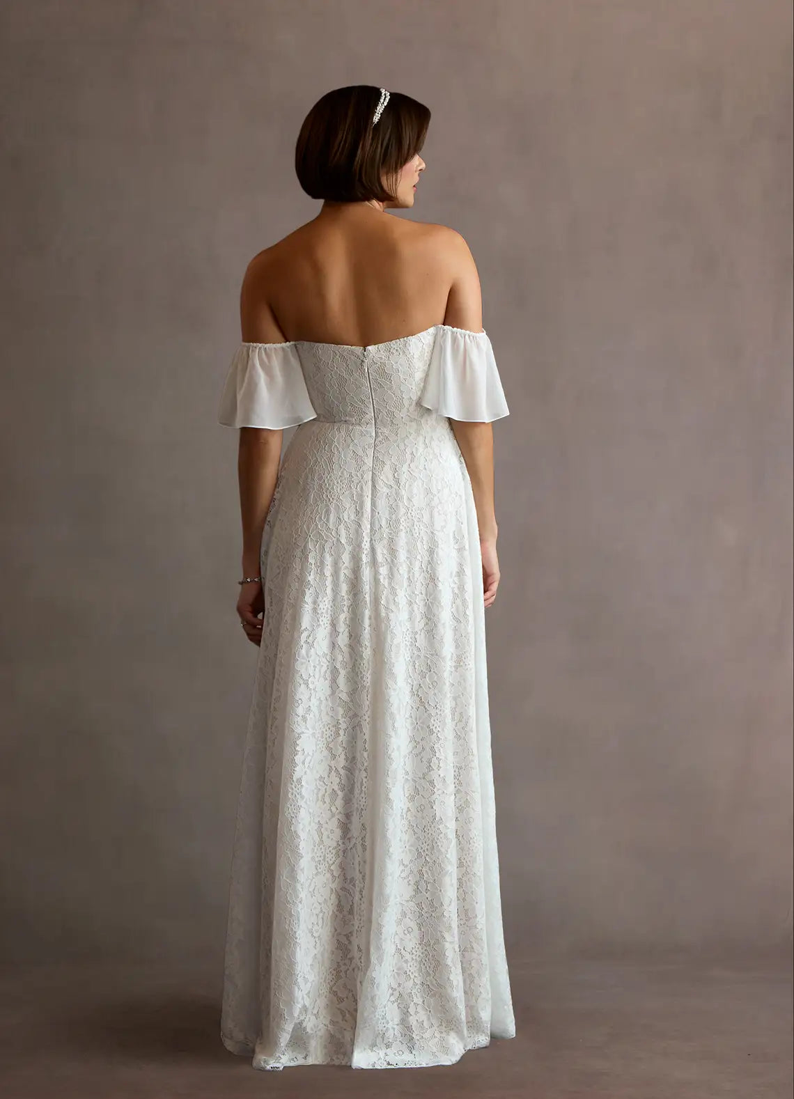 A-Line Off the Shoulder Sleeveless Back Zip Floor-Length Evening Dress