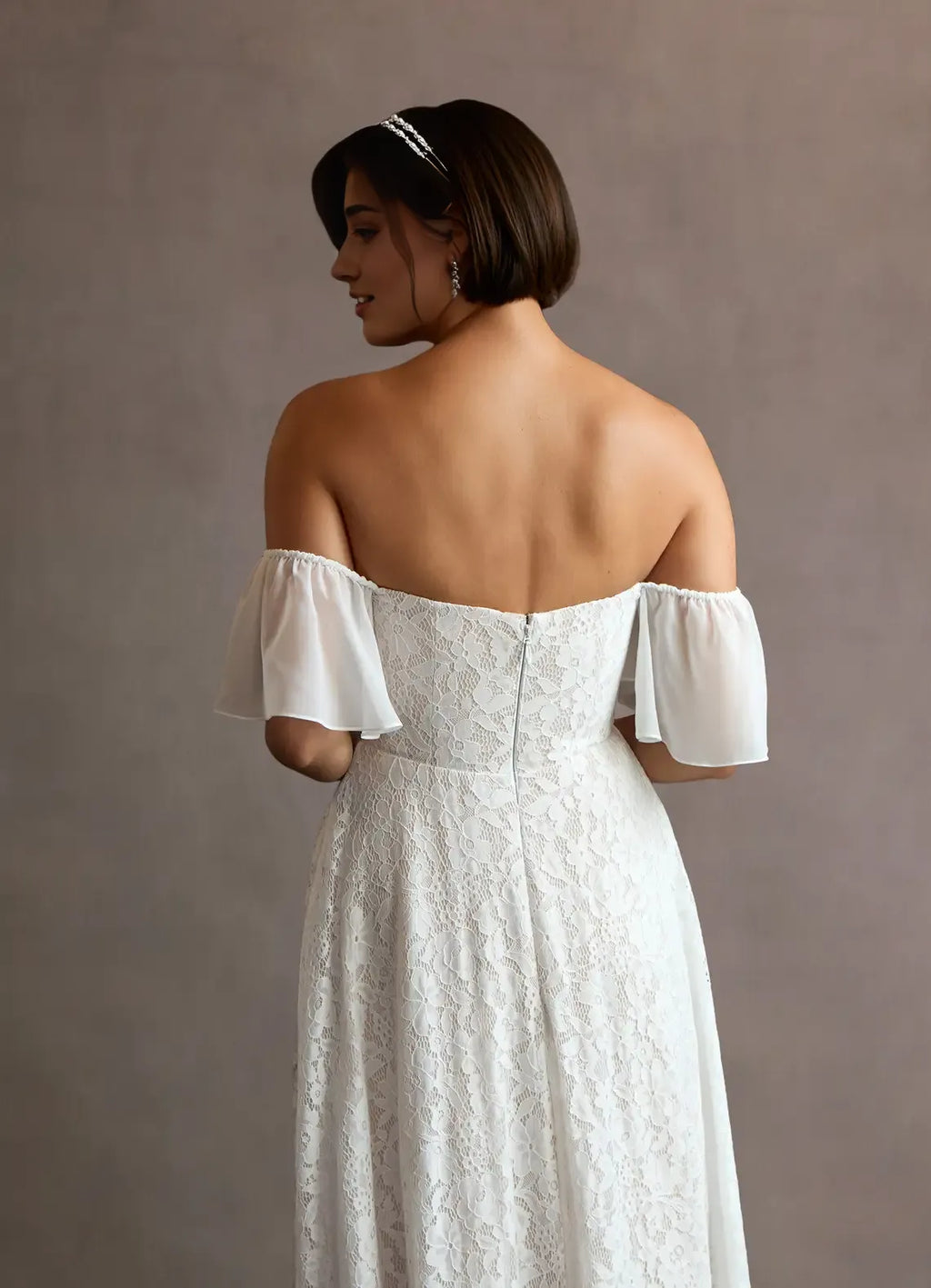 A-Line Off the Shoulder Sleeveless Back Zip Floor-Length Evening Dress
