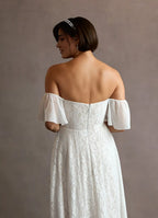 A-Line Off the Shoulder Sleeveless Back Zip Floor-Length Evening Dress