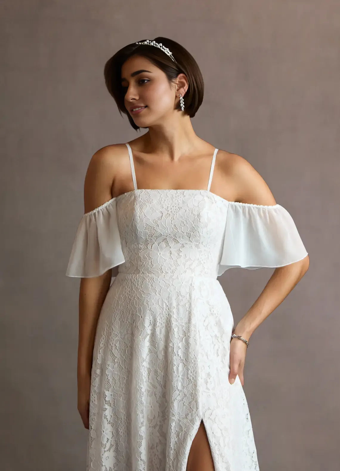 A-Line Off the Shoulder Sleeveless Back Zip Floor-Length Evening Dress
