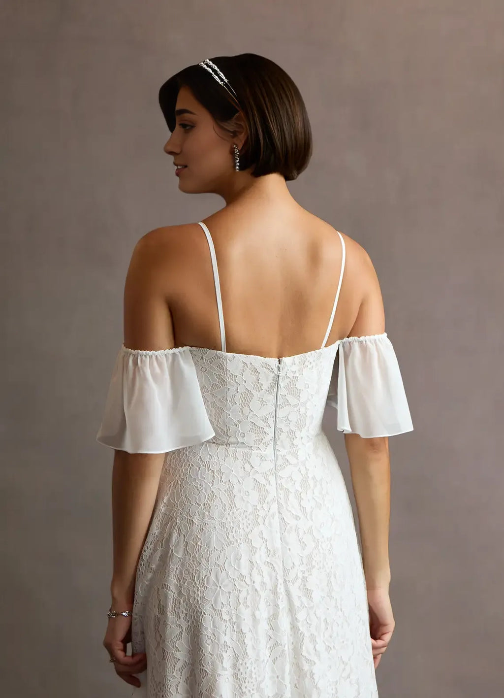A-Line Off the Shoulder Sleeveless Back Zip Floor-Length Evening Dress