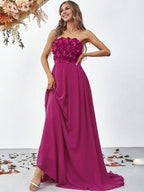 A-Line Off the Shoulder Sleeveless Backless Sweep/Brush Train Prom Dress