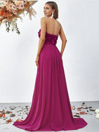 A-Line Off the Shoulder Sleeveless Backless Sweep/Brush Train Prom Dress