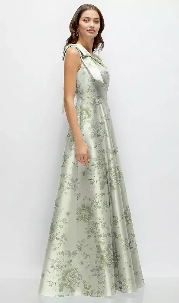 A-Line One-Shoulder Sleeveless Backless Floor-Length Mother of the Bride Dress