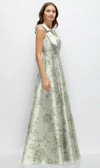 A-Line One-Shoulder Sleeveless Backless Floor-Length Mother of the Bride Dress