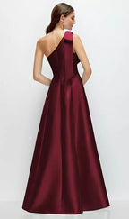 A-Line One Shoulder Sleeveless Backless Floor-Length Mother of the Bride Dress