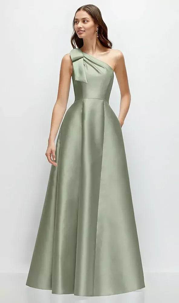 A-Line One Shoulder Sleeveless Backless Floor-Length Mother of the Bride Dress