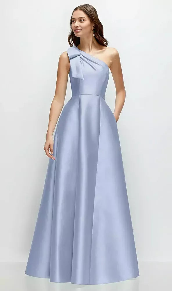 A-Line One Shoulder Sleeveless Backless Floor-Length Mother of the Bride Dress