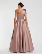 A-Line One Shoulder Sleeveless Zipper Up Floor-Length Prom Dress
