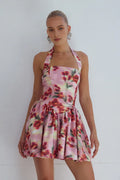 A-Line/Princess Halter Neck Sleeveless Backless Short-Mini Homecoming Dress