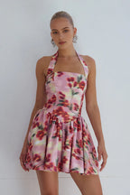 A-Line/Princess Halter Neck Sleeveless Backless Short-Mini Homecoming Dress