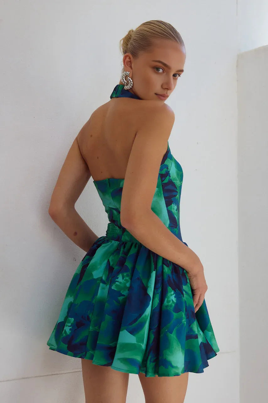 A-Line/Princess Halter Neck Sleeveless Backless Short-Mini Homecoming Dress