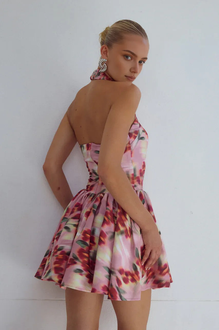 A-Line/Princess Halter Neck Sleeveless Backless Short-Mini Homecoming Dress